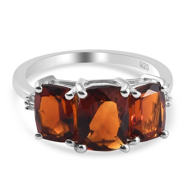 1.50ct Size S. in platinum overlay Sterling Silver Citrine three-stone ring